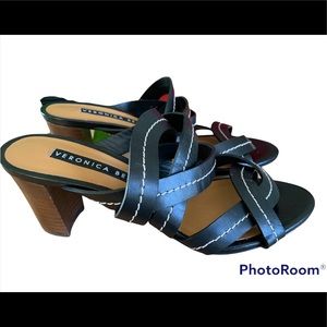 Veronica Beard Women’s Leather Sandal Black Size 39 Macey Vachetta Stitching